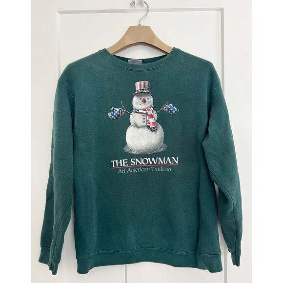 Snowman Sweatshirt‎ Vintage The Snowman an American Tradition Green Size LRG - Picture 1 of 9
